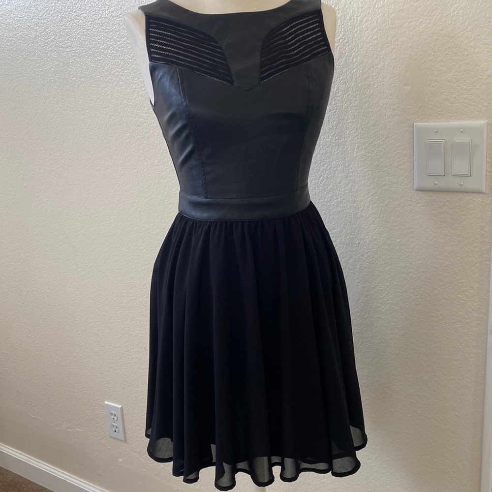 Chiffon and leather dress NWOT size S